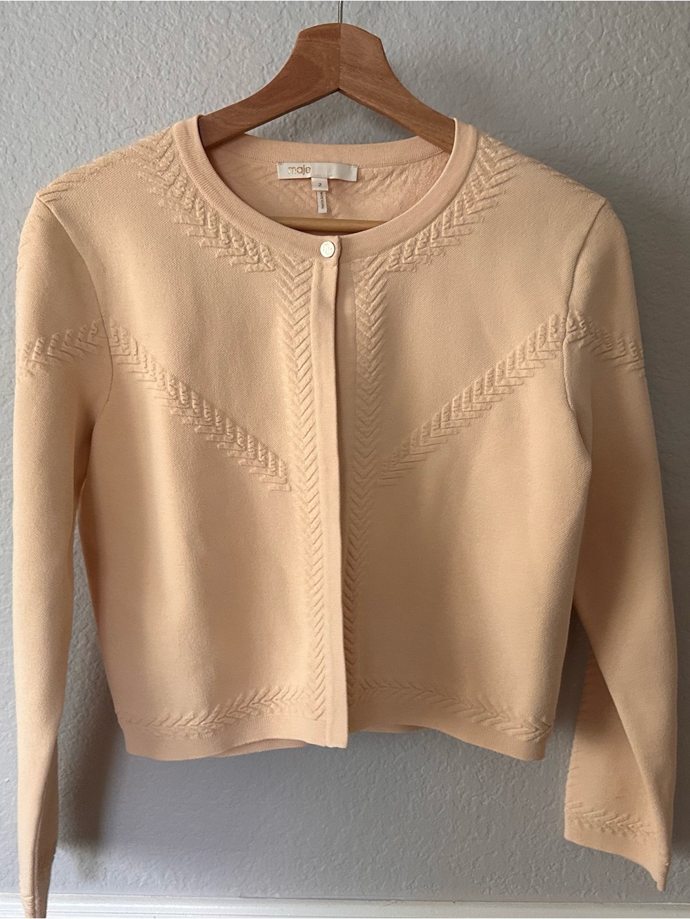 Maje Pale Peach Button Cardigan